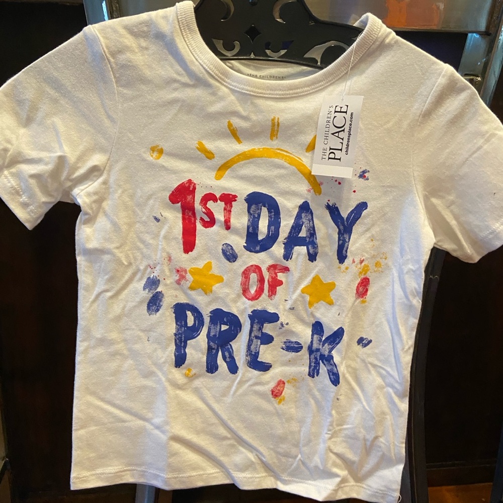 The Childrens Place White T-Shirt Colorful Pre-K Graphic‎ Design Kids Cotton Tee